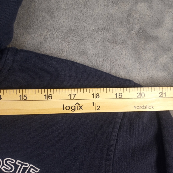 Lacoste Navy Zip-Up Hoodie with White Trim Size Large - Picture 9 of 16